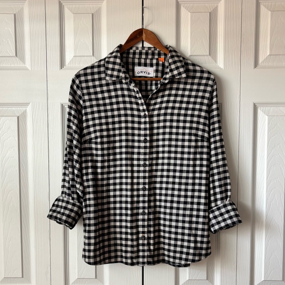 Orvis Lightweight Cotton Gingham Summer Camping Coverup Outdoorsy Shirt